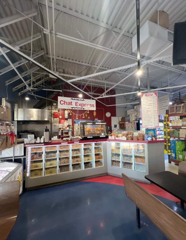 Chat Express seating area inside Ambica Foods
